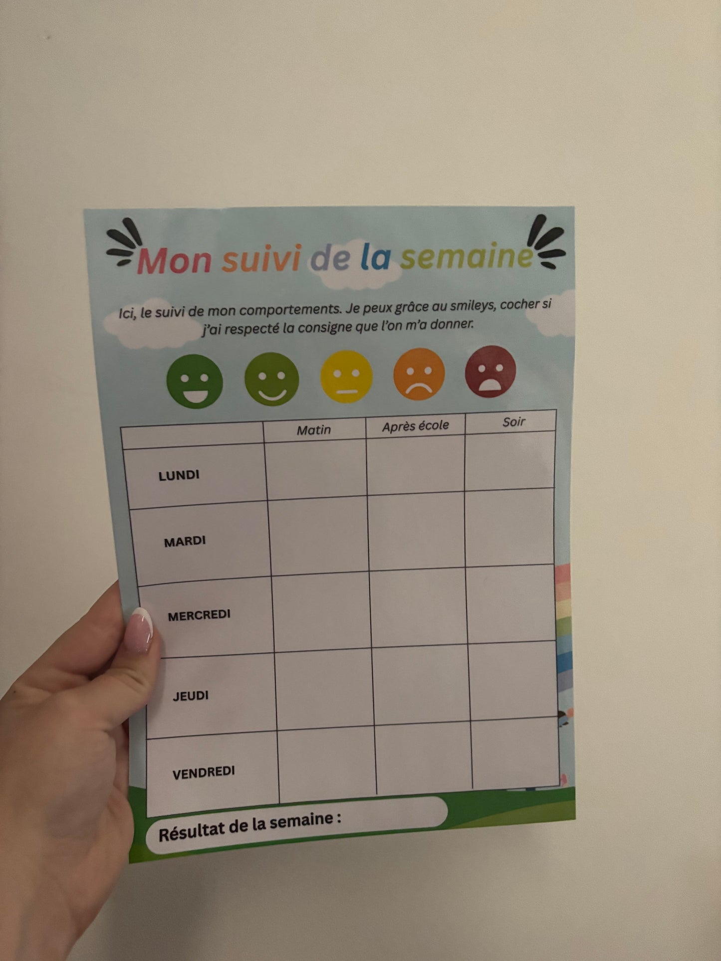 Tableau des tâches & suivi du comportement pour enfants